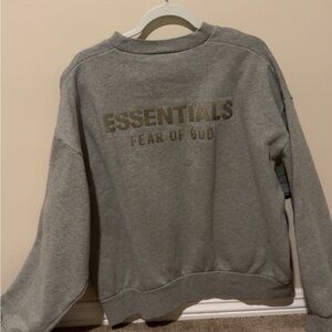 Fear of God ESSENTIALS Gray Crewneck Sweatshirt with Back Logo